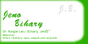 jeno bihary business card